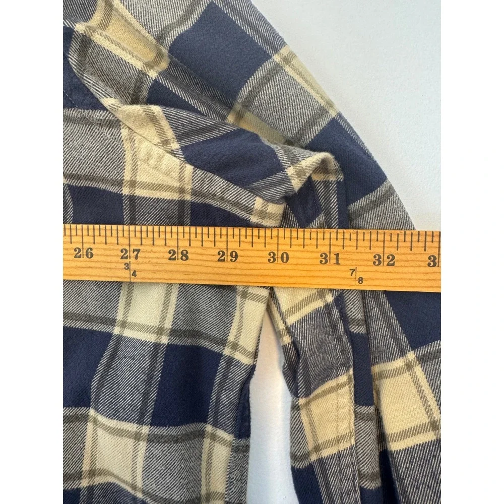Outdoorsy Eddie Bauer Mens‎ 3XLT Flannel Shirt Navy Tan Plaid Long Sleeve Tall